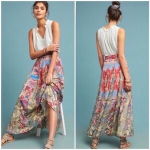 Anthropologie Hemant & Nandita Colorful Long Maxi Skirt Lined Size Medium